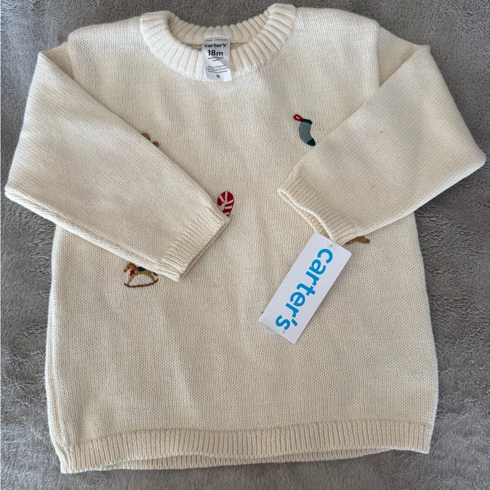 🆕Carter's Cream Embroidered Sweater nwt